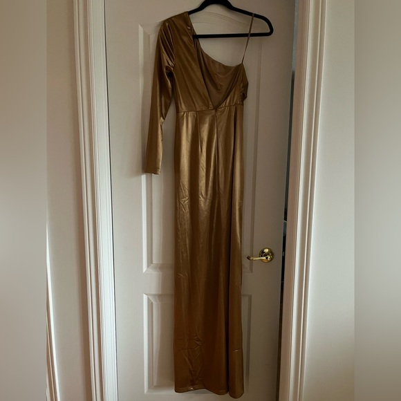 Abyss By Abby Trouble Gown Gold Satin - Picture 2 of 3
